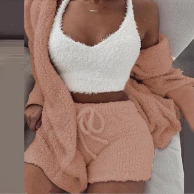 China 2022 breathable spring and winter plus size plush home wear leisure 3 piece suitWomen's sleepwear for sale