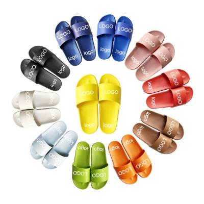 China Waterproof Custom Logo Slides Simple Women Men Flat Sandals Mens Black Slipper Slides for sale