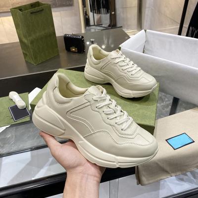 China Fashion Trend Breathable Lace Up Waist Increasing GG Brand Platform Chunky High Wedge Casual Sneaker For Women for sale