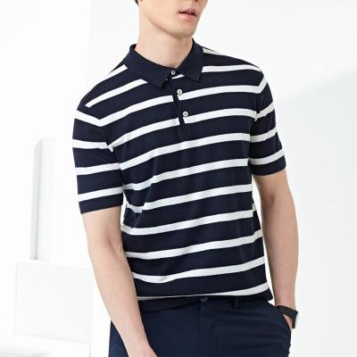 China 100% Cotton Fashion Custom Anti-Shrink Striped Short Sleeve Shirt Men's Leisure Polo Shirts Plus Size T-Shirts for sale