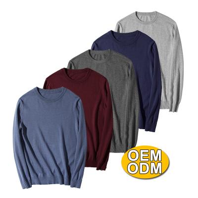 China European Anti-Wrinkle OEM Knit Pullover Men Designer Sweater Custom Long Sleeve O-Neck Male Merino Knitted Wool Sweater for sale