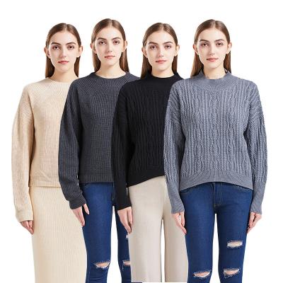 China Anti-wrinkle crew neck fashion shirt cotton sweater custom knitted woman 2021 new for sale