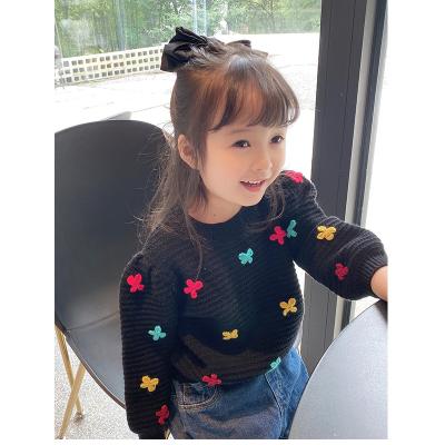 China Anti-wrinkle Eco Black Cardboard Butterfly Knit Cotton Girl Baby Woolen Kids Knit Children Sweater for sale