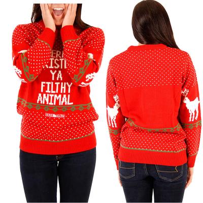 China Custom Wholesale Winter Knitted Sweater Anti-wrinkle Family Women Funny Uggly Christmas Sweater for sale