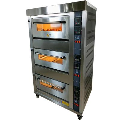 China Vegetable Processing Plant Baking Bread Deck Oven Control 3 Deck 6 Trays Industrial Gas Oven for sale