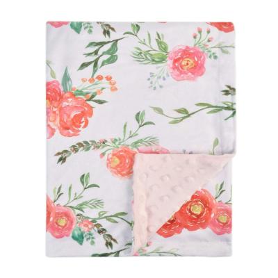 China Anti-pilling 100% Polyester Flannel Sherpa Double Layers Baby Wrap Flower Mink Blanket for sale