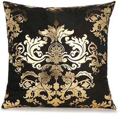 China Fire Retardant 100% Polyester Cotton Gold Foil Print Pillow Case 18x18 Inches Cushion Cover for sale