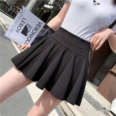 China OOTN 2022 New Summer Breathable Clothing Sexy Gothic Solid Skirts Women's Mini Black Fashion Lolita Harajuku Waist High Pleated Skirt for sale