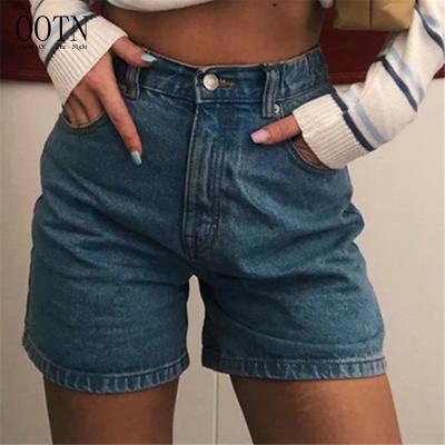 China OOTN Breathable Vintage Cotton Pocket Bottoms Harajuku Shorts Jeans Streetwear Denim Woman Shorts for sale