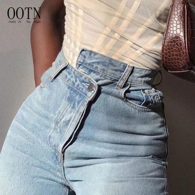 China OOTN Women Streetwear Harajuku Long Friend Jeans Fashion Breathable Loose Irregular Denim Wide Leg Pants High Waist Jeans for sale