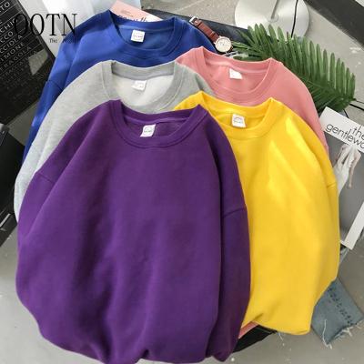 China OOTN Breathable Jumper Tops 13 Colors New Women Pullover Ladies Streetwear Fashion O-Neck Solid Long Sleeve Hoodie Oversized Sweatshirt for sale