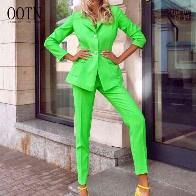 China OOTN Breathable Blazers Ladies Women Dress High Waist Pencil Pants Set Spring Autumn Slim Fit Solid Women Formal Pant Suits Set Two Piece for sale