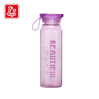 China WITH LID Creative Glass Cup Fashion Large Capacity Water Cup Purple Outdoor Portable Drinks Cup With Lifting Rope for sale