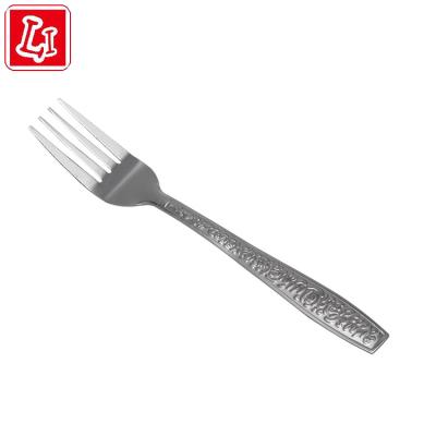 China Sustainable Western Fruit Steak Tableware Stainless Steel Texture Pattern Long Handle Fork for sale