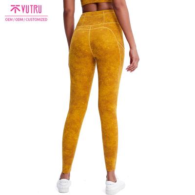 China Lady Gym Pants Butt Breathable Wholesale Loose Pocket Woman High Waist Compression Print Leggings for sale