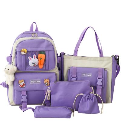 China 2021 Other New Design Fashion 5 Pcs Set Girls Bags School Backpacks Set For Teens for sale