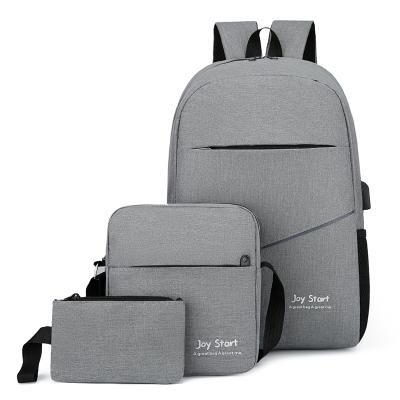 China With USB Wholesale School Students Backpack Waterproof School Bags For Boys Men 3 In 1 Laptop Backpack Set for sale