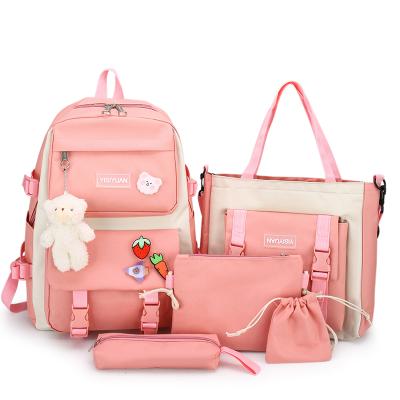 China Other 2012Fashion Trend Ladies High Quality Set Backpacks Cute College 5 Pieces Girls Backpack School Bags Set For Kids for sale