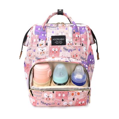 China 2022 new function diaper anti-theft waterproof bag men and women backpack OEM custom logo pattern 12 color cute animal rice for sale