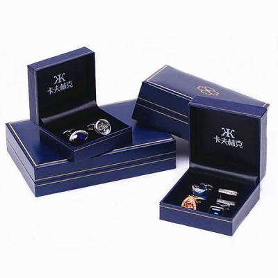 China Cufflinks box delicate purple morocco paper box cufflink jewelry packaging for sale