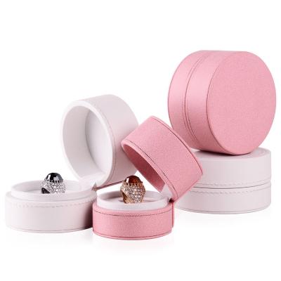 China Wedding Ring Box Round Leather Wedding Ring Box for sale