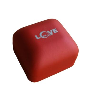 China Wholesale Romantic Sweet Luxury Red Leather Engagement Jewelry Box Small PU Ring Box With Logo Printed Custom Made for sale