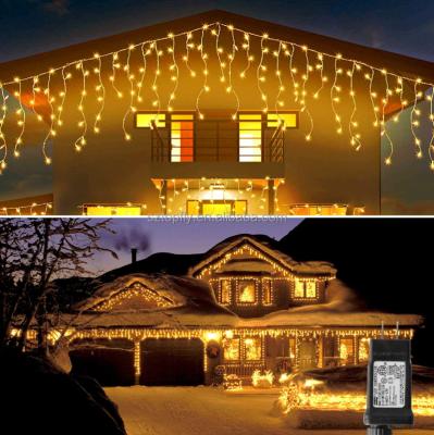 China Eaves Outdoor Holiday Lighting LED Garland 110V 220V Warm White Icicle String Light For Christmas Decoration for sale