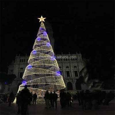 China Newest Product Holiday Shopping Mall Display Christmas Pattern LED Light Spiral Christmas Tree Star Light for sale