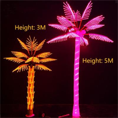 China 3M Artificial Coconut Lighted LED Palm Tree Outdoor Decorative Holiday Lighting LED Palm Tree Light for sale