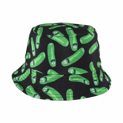 China Sunshade Caterpillar Cucumber Cane Printed Bucket Hat for sale