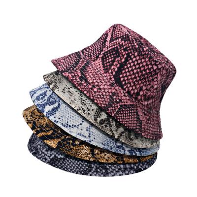 China Folding Spring Summer Snakeskin Double Sides Basin Fashion Travel Outdoor Beach Sunscreen Hip Hop Python Python Bucket Hat for sale