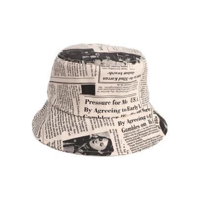 China British Style Web Celebrity Style Newspaper Parasol Vintage Rope Adjustable Fisherman Bucket Hat for sale