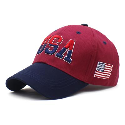 China COMMON Curved Brim Embroidery 3D Letters USA Flag Color Matching Baseball Cap for sale