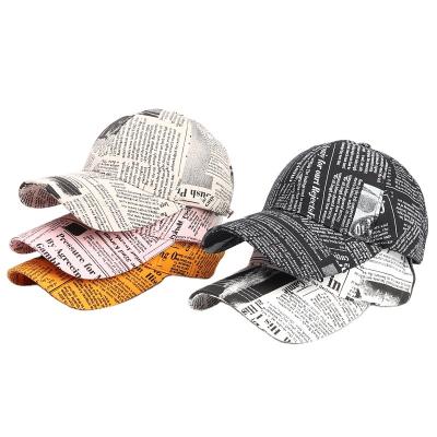 China COMMON Fashion Vintage British Newspaper Hat Printed Hard Top Roof Sports Baseball Cap for sale