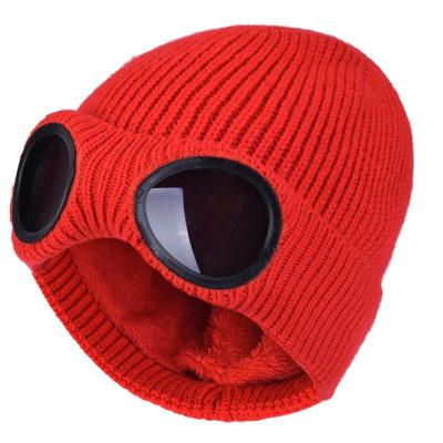 China JOINT Warm Glass Hat Plush Hearing Protection Wool Hat Winter Knitted Warm Hats for sale