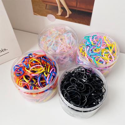 China Stylish Charming 500pcs/can Disposable Colorful Elastic Band Children Girl Hair Elastic Boxing Band for sale