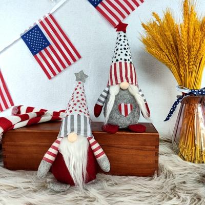 China LATEST modern trend hot sale red and blue star stripes Gnome national day American Independence Day decoration for sale