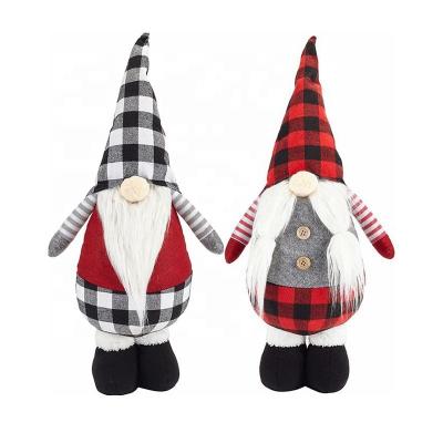 China Hot Sale New Product Popular Christmas Gift Plaid Plush Amazon Christmas Decorations Holding Doll Christmas Gnome Faceless Decoration for sale