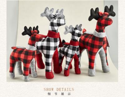 China Christmas Ornament 2022 Hot Selling New Design Plaid Cute Deer Elk Baby Toys Christmas Decorations for sale