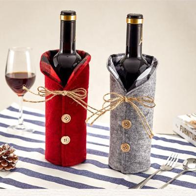 China Newest Hot Sale Plush Dress Christmas Wine Bottle Cover Party Table Decorations Christmas Supplies for sale