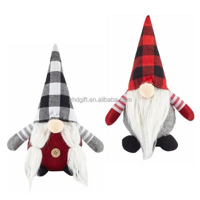 China Hot Selling Christamas Decoration Red White Plaid Dancing Gnome Black Lights Christmas Toy Santa Old Man Faceless Doll for sale