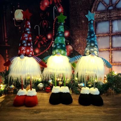 China Add Atmosphere 2022 New Design 3 Styles Can Dangle Knitted Fabric Christmas Gnome Ornament With Led Lights Old Man for sale