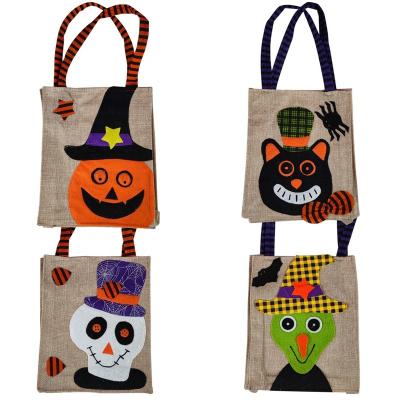 China Creative Gift Children's Gift Large Size Halloween Pumpkin Witch Decorations Cartoon Fancy Dress Up Bag Canvas Candy Bag for sale