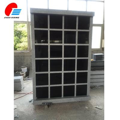 China Modern Light Gray Granite Pre-Assembled Columbarium With Black Doors for sale