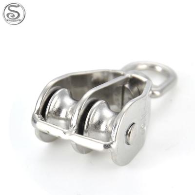 China Marine Supplies Stainless Steel Material Swivel Eye Double Pulley Pulley Boat Accessories Rigging Boat Hardware for sale