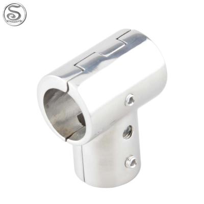 China Boat Hardware Fitting Boat Accessories Pipe Connector 90 Degree Detachable Tees Fence Fit 316 Stainless Steel Bare Tees for sale