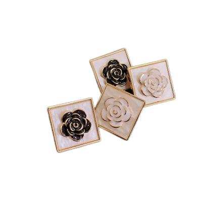 China New Fashion Jewelry Rose Square Design Alloy 18K Gold Plated Epoxy Women's Gold Plated Stud Earrings for sale