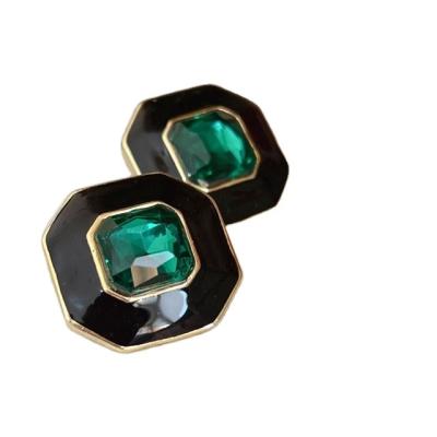 China FASHIONABLE Silver Needle Irregular Square 925 Gold Plated Alloy Inlaid Resin Epoxy Glass Earrings for sale