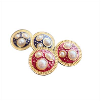 China FASHIONABLE Needle 925 Silver Gold Plated Alloy Imitation Pearl Inlaid Epoxy Resin Stud Earrings for sale