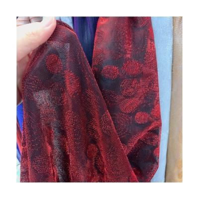 China High Quality Metallic Knitted Polyester Women's Clothing Fabric Shiny Jacquard Knitted Fabric for sale